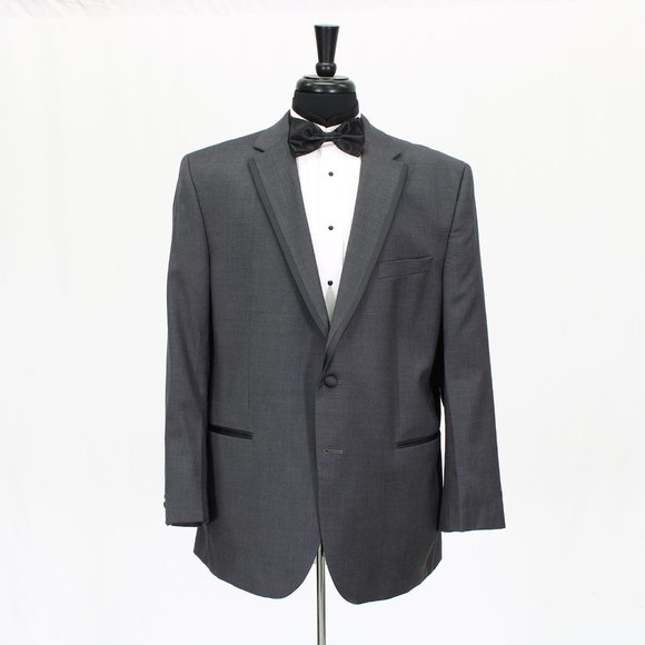 Vera Wang 46R Gray Solid 2-Button Blazer Tuxedo Jacket B997 - Picture 1 of 11